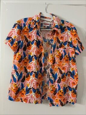 SOLID & STRIPED Pink, Blue and Orange Floral Button-Down Top